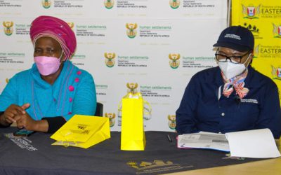 Deputy Minister Pam Tshwete and MEC Nonceba Kontsiwe having a political briefing in Dimbaza township before a house hand over to a destitute family