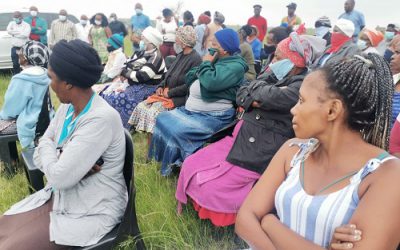 Minister of Human Settlements Mmamoloko Kubayi and Deputy Minister Pam Tshwete visiting the occupants who were placed in halls temporarily with the aim of moving them to better temporal structures that cater to their privacy needs in the Eastern Cape’s Buffalo City Metropolitan Municipality.